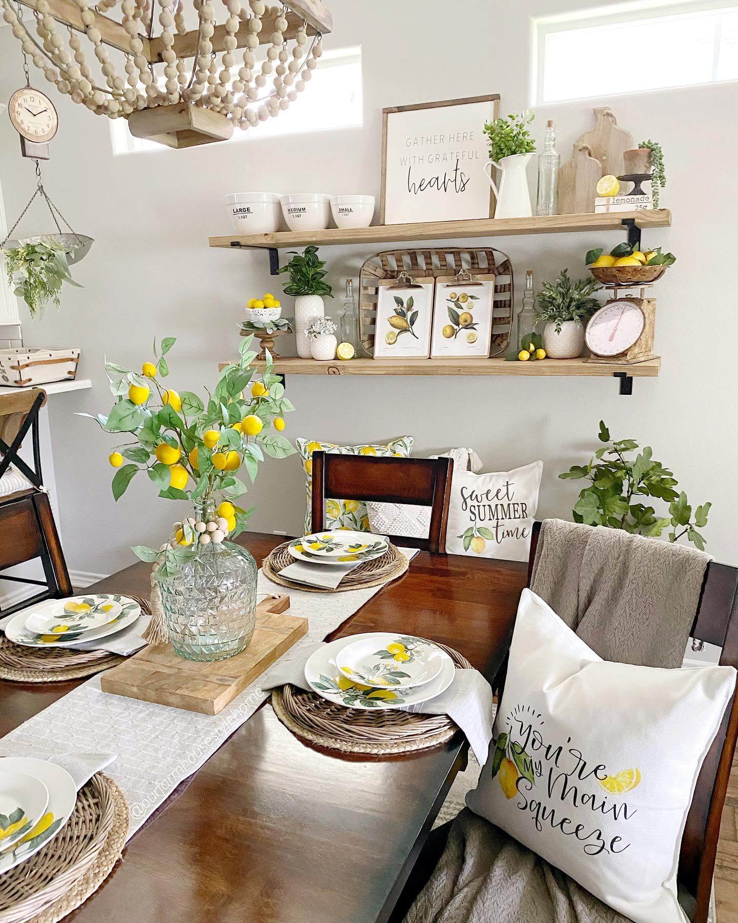 Center Your Table with a Glass Vase of Lemon Branches