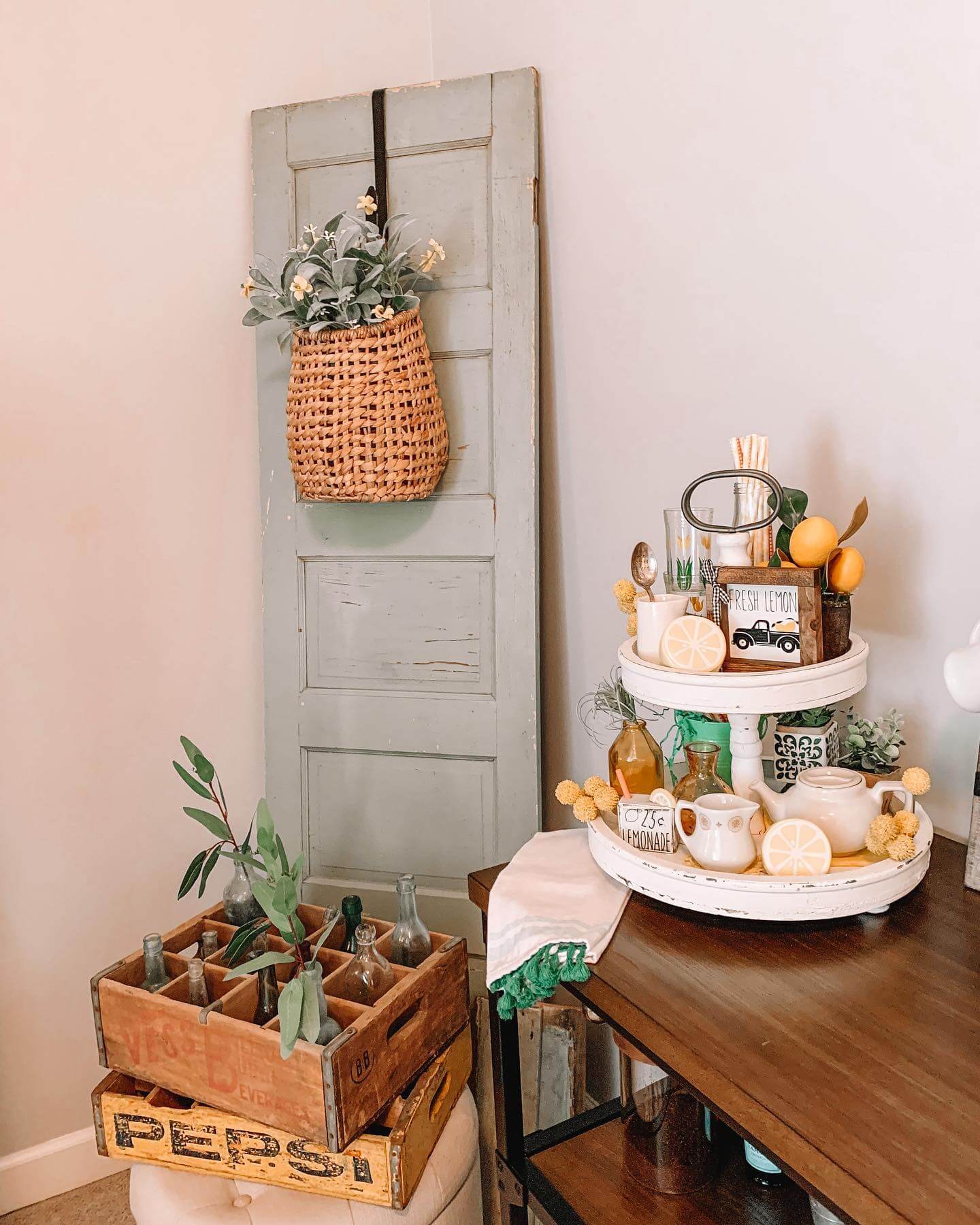 Tiered Tray With Lemon Accents Creates a Sweet Summer Vignette