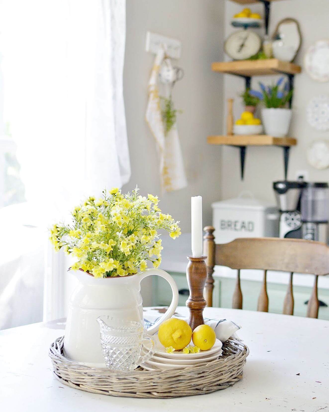 Brighten Your Table with a White Pitcher of Yellow Blooms