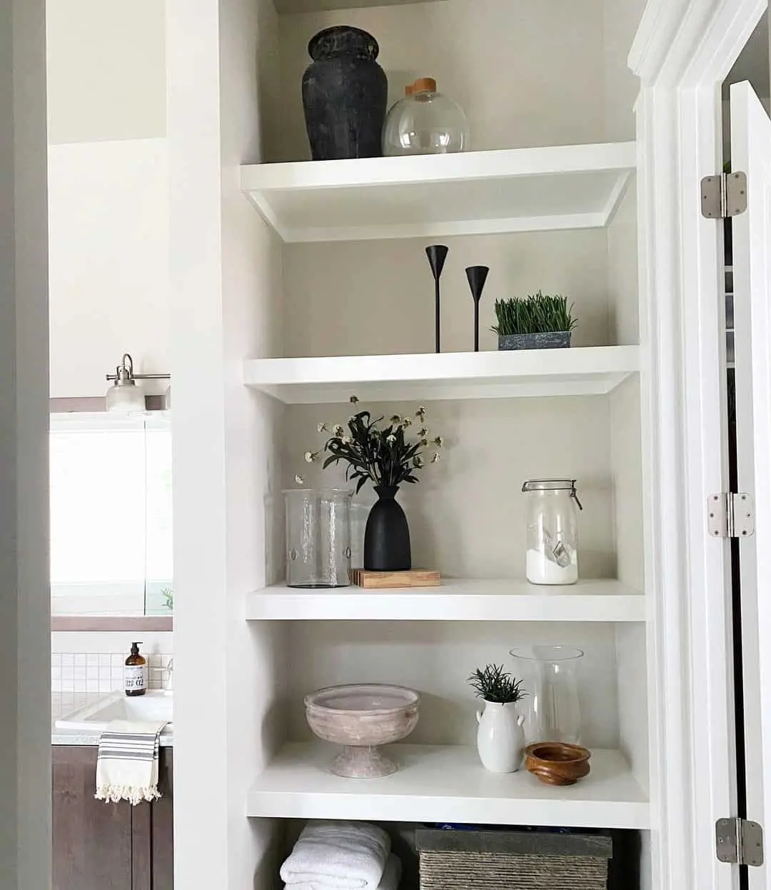 Grouped Glass Jars for Visible Bathroom Storage