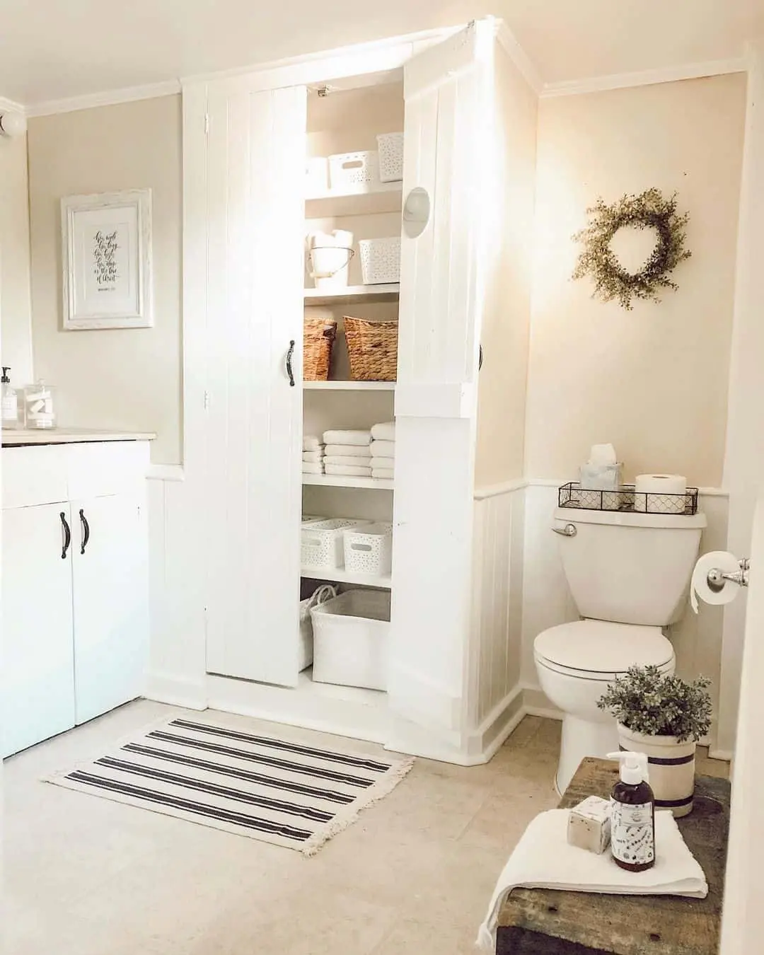 White Cabinet With Shelves Offers Visible and Accessible Storage