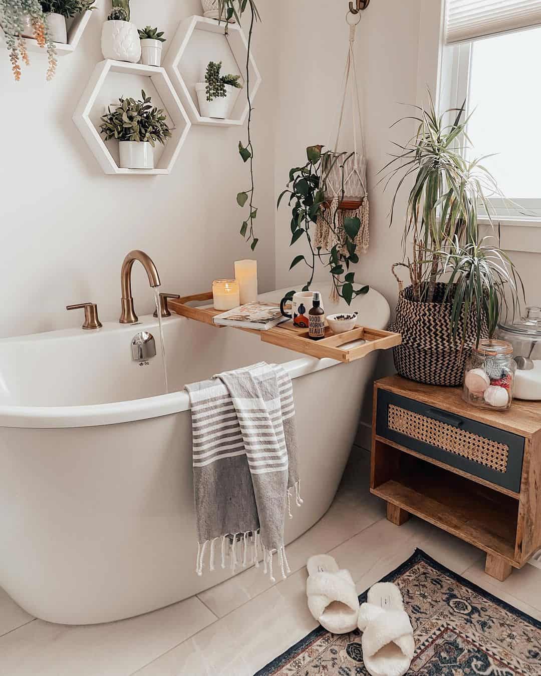 Rest a Wooden Caddy Across Your Tub