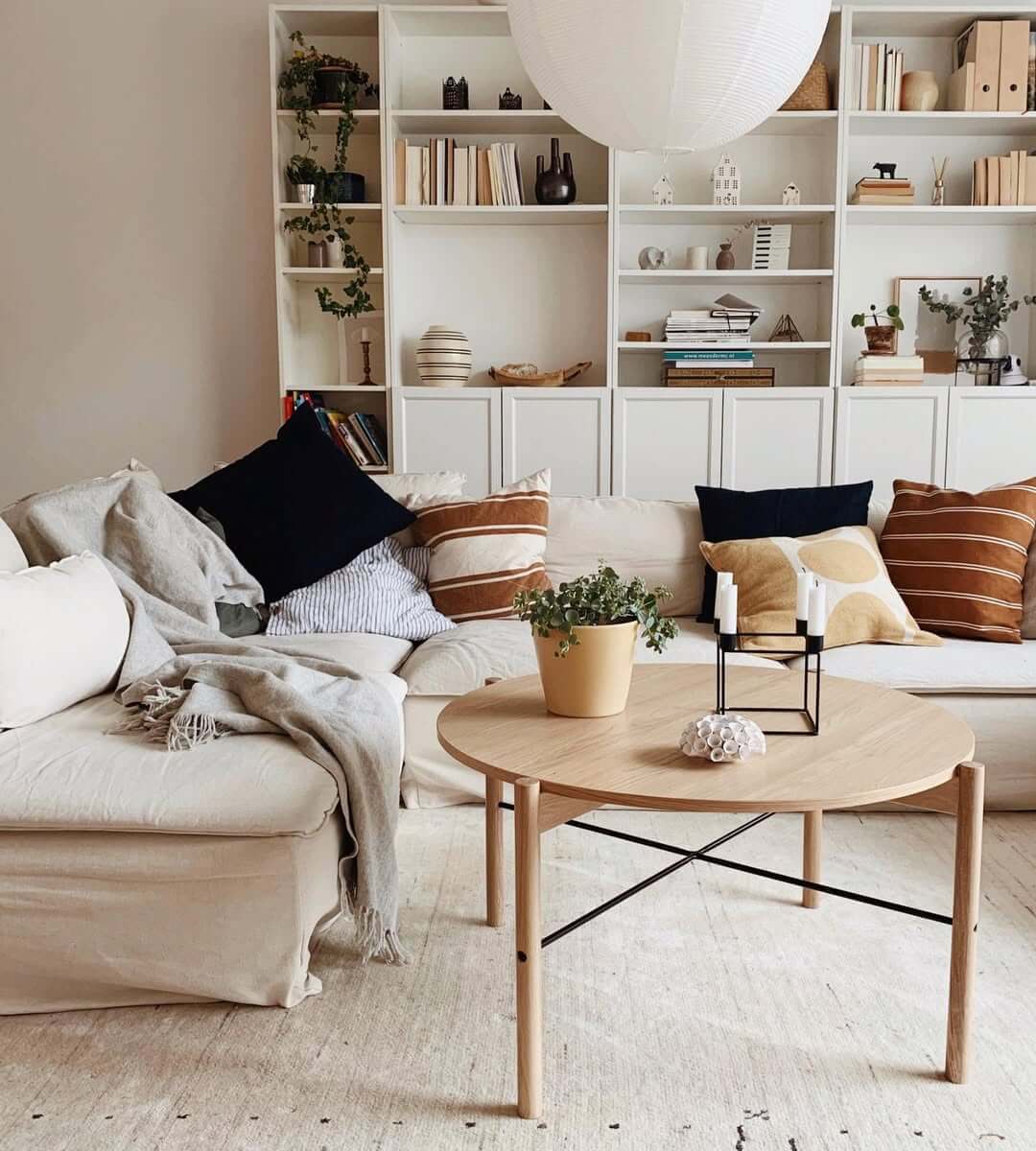 White Billy Bookcase Units Create a Seamless Wall of Storage