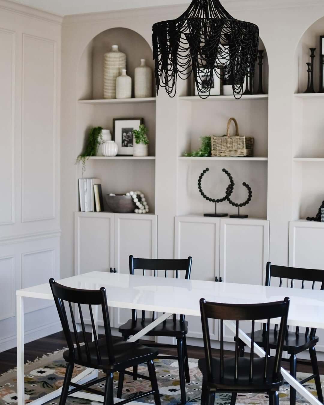 Frame Your Dining Area with Arched Built-In Shelves