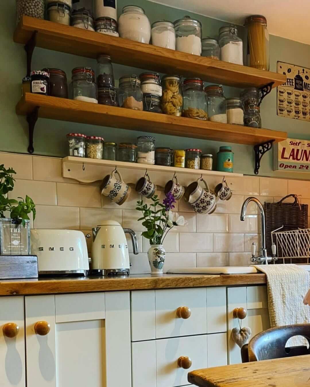 Open Shelving With Glass Jars for Pantry Staples