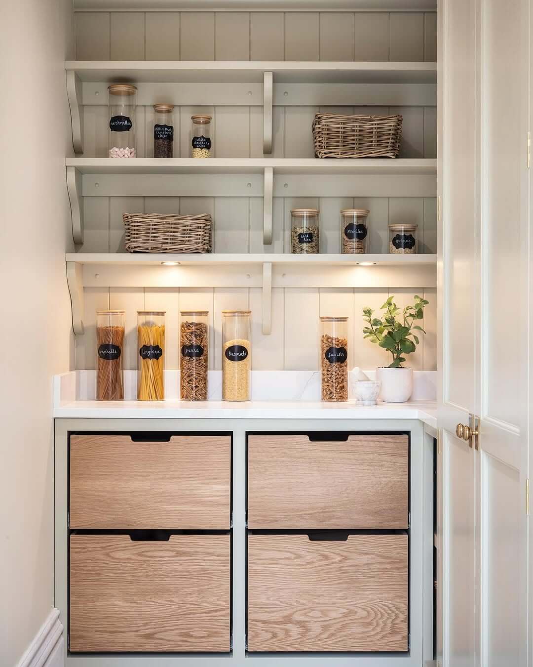 Tall Glass Jars Display Pasta and Grains on Your Counter