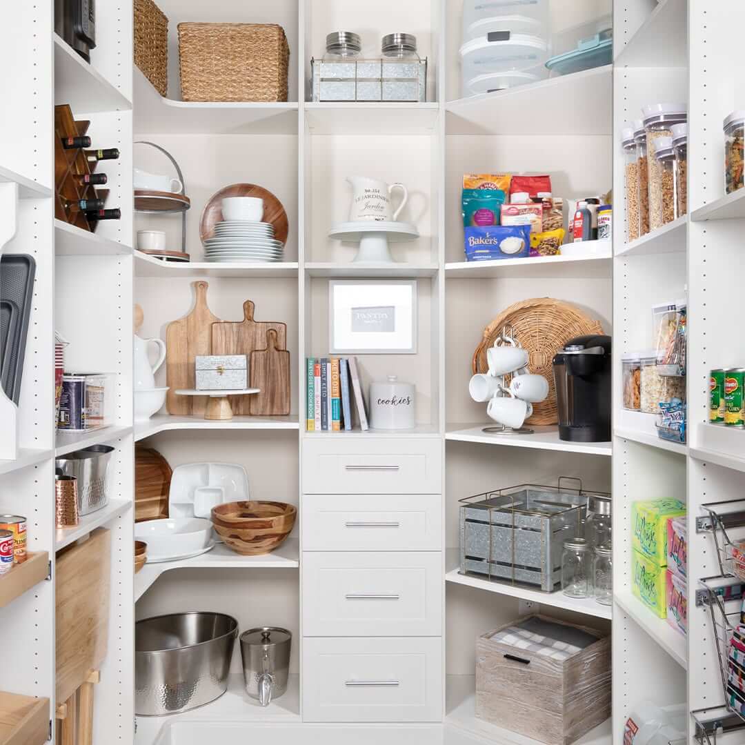 White Drawers Organize Pantry Items Discreetly
