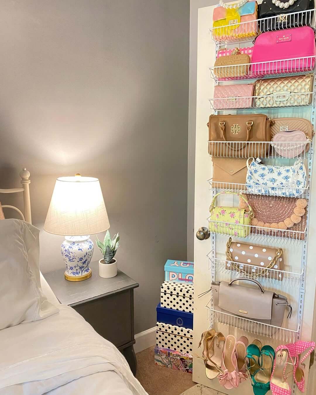 Over-the-Door Rack for Displaying Purses and Shoes