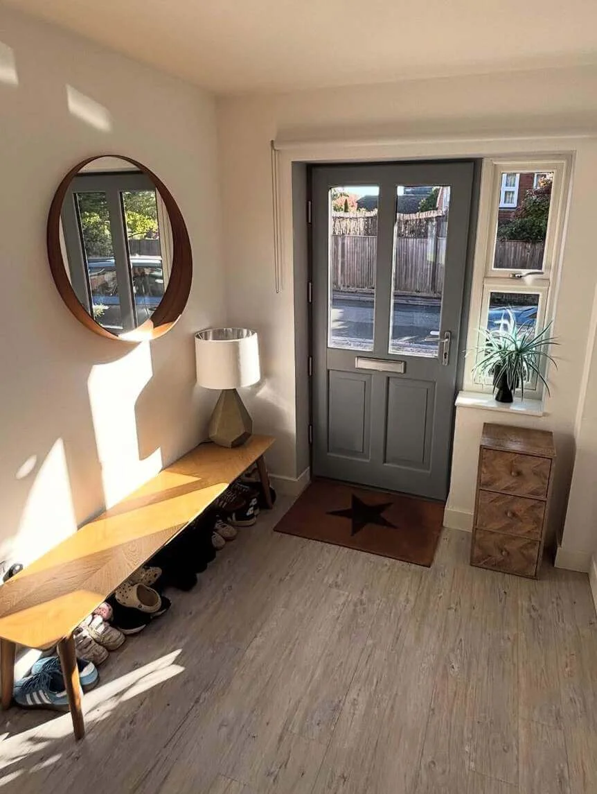 Wooden Bench With Open Underspace for Storing Shoes