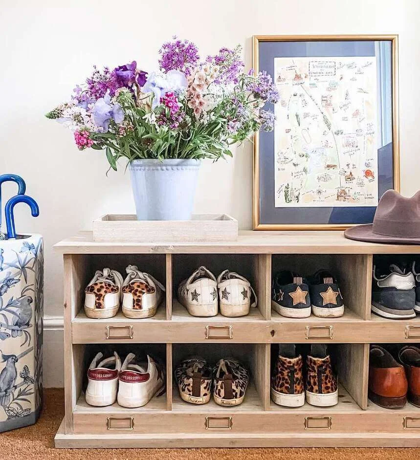 Wooden Cubby Storage for Displaying Sneakers and Flats