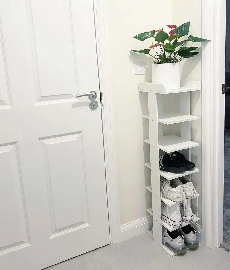 Fit a Narrow Shelf Unit into Tight Spaces by the Door