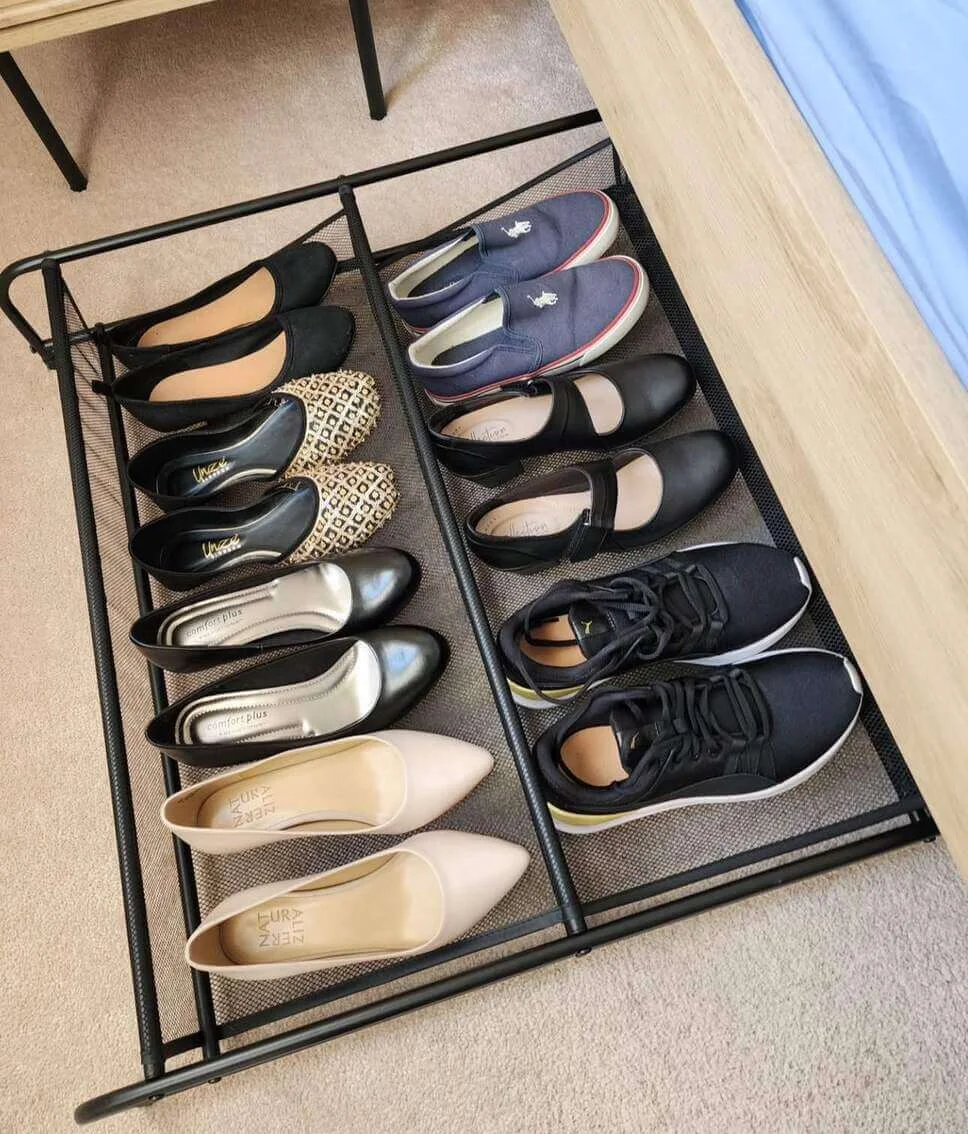 Slide an Under-Bed Rack for Out-of-Sight Shoe Storage