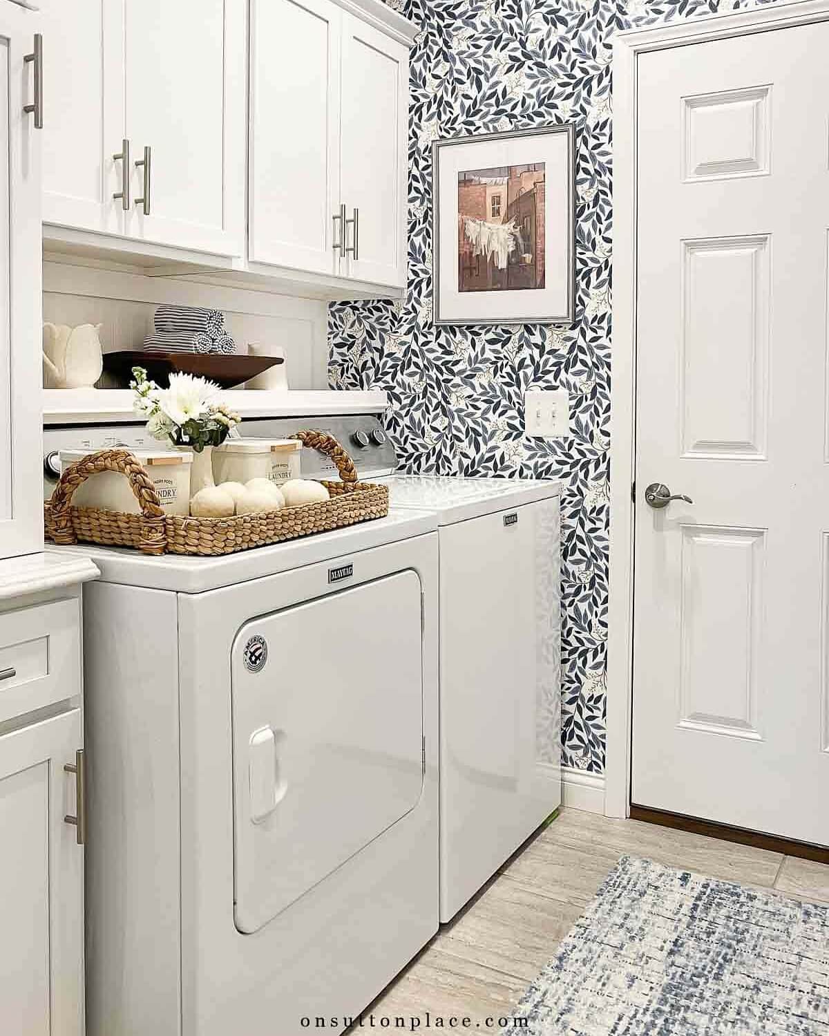 Bold Botanical Wallpaper Adds Pattern Above Appliances