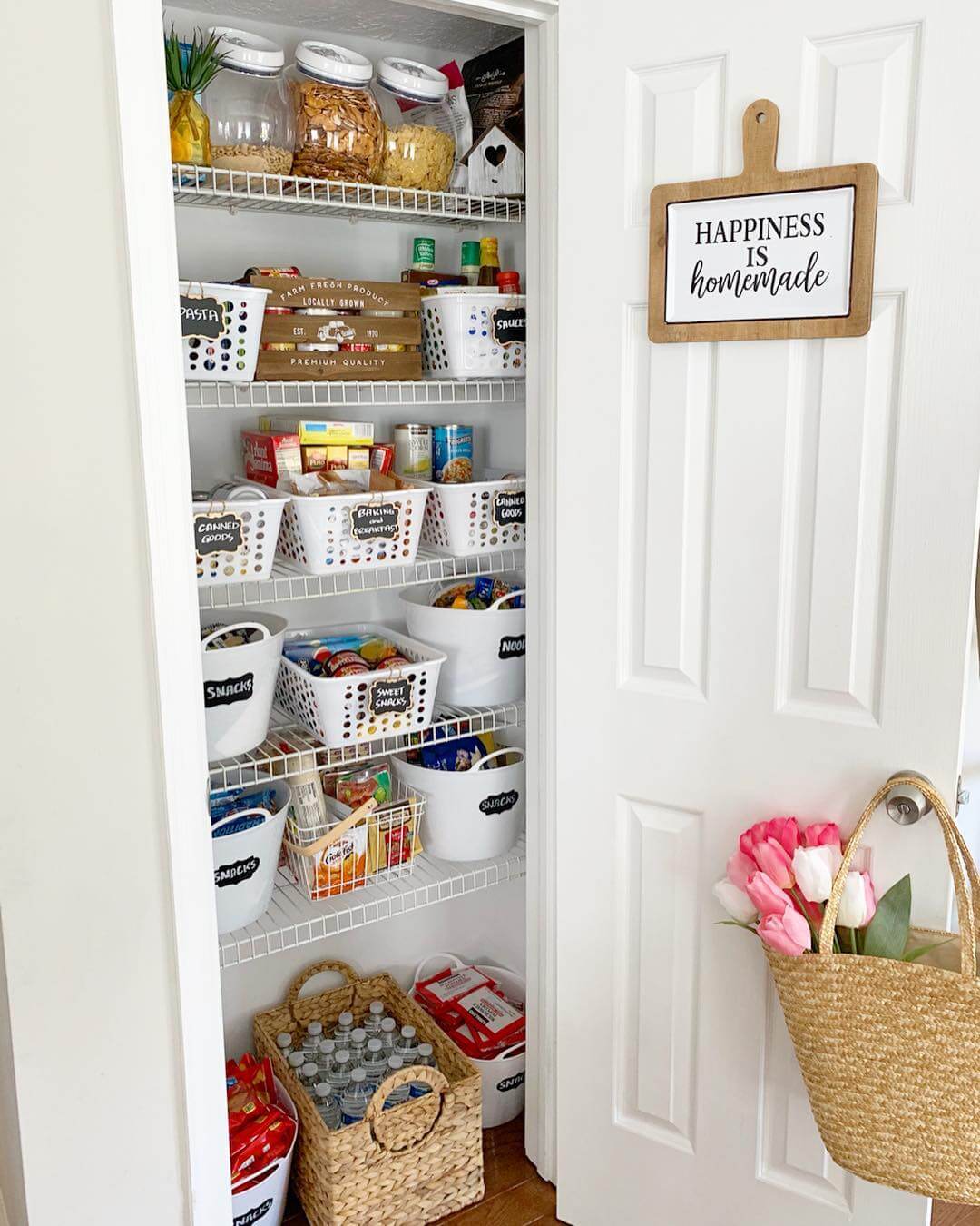 White Buckets With Chalkboard Labels for Snacks