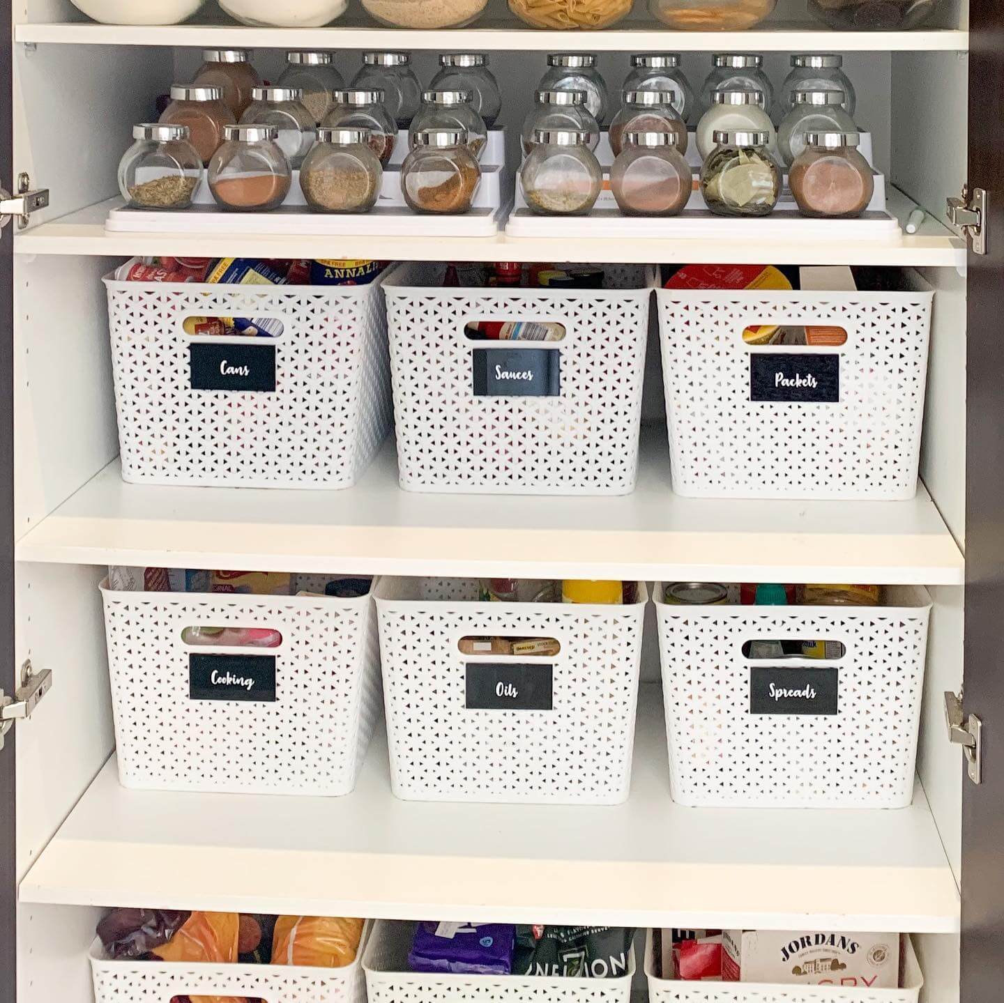 White Baskets With Cutouts for Categorized Items