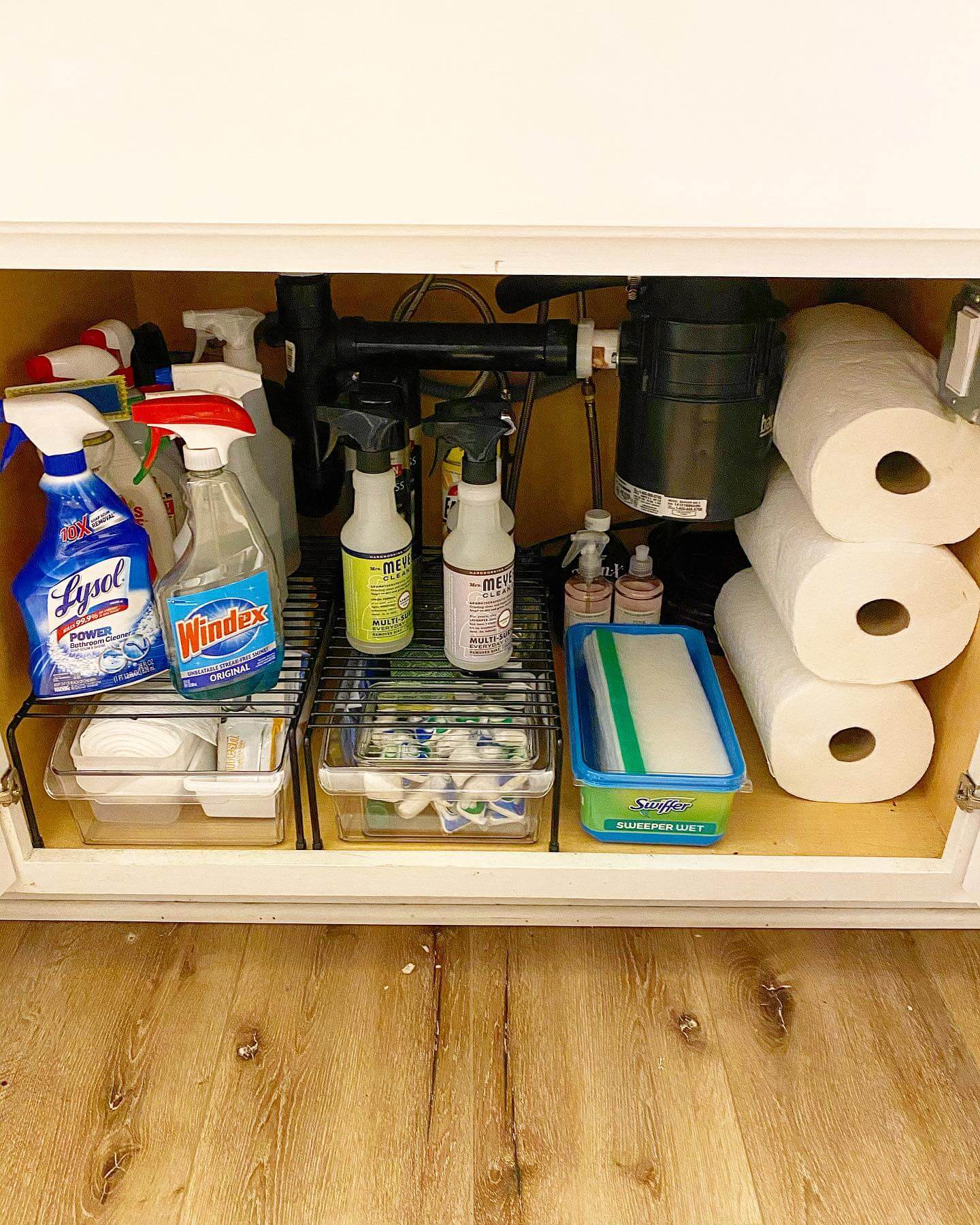Stacking Wire Shelves Create Tiers for Cleaning Sprays
