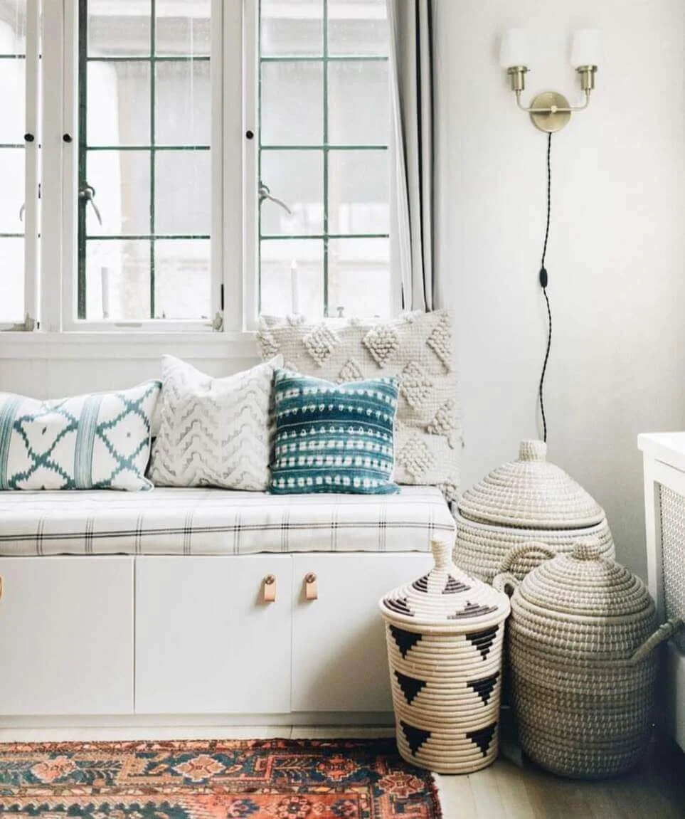 Keep Living Areas Tidy with Lidded Woven Baskets
