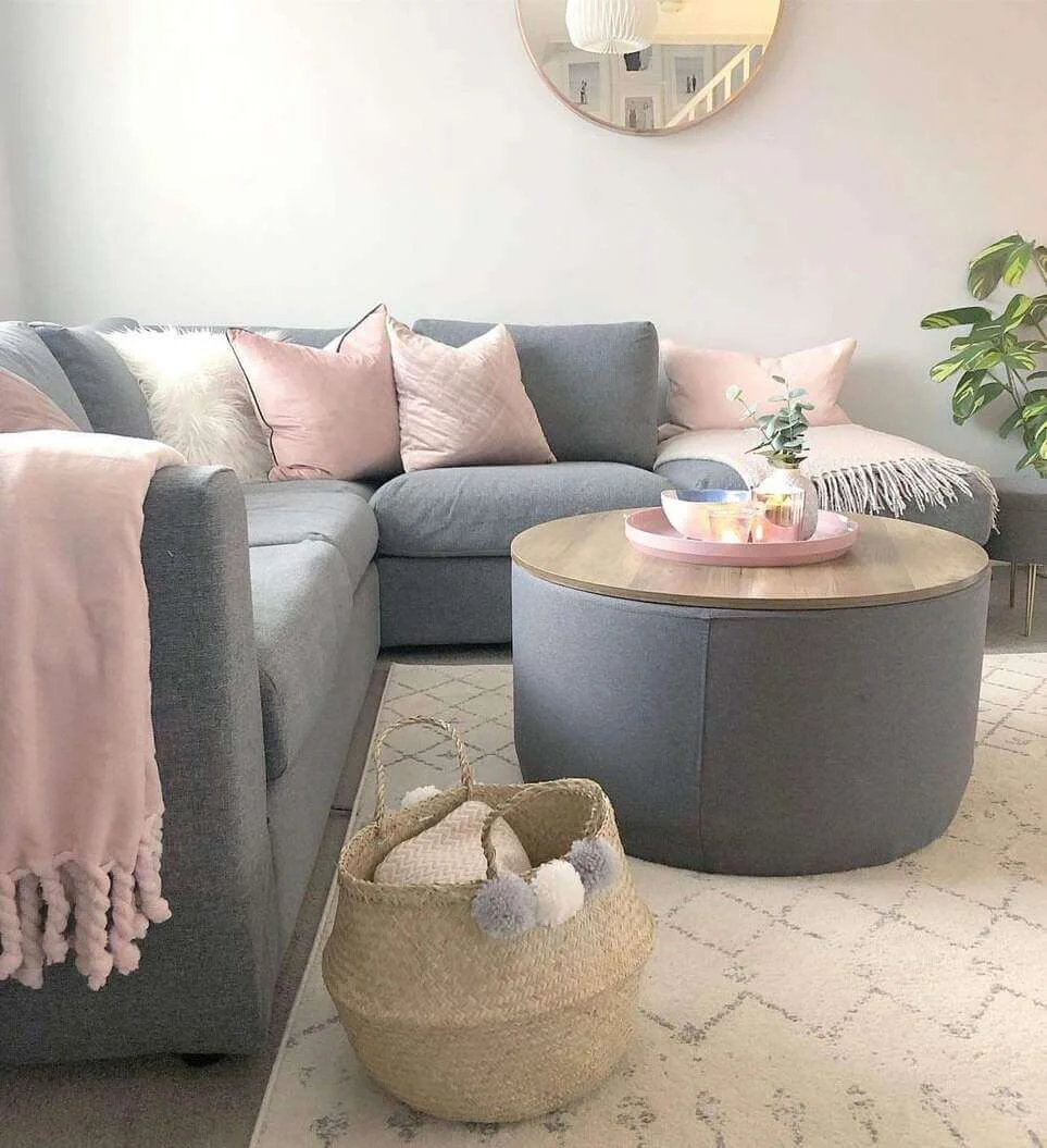 Round Upholstered Ottoman Doubles as Toy Storage