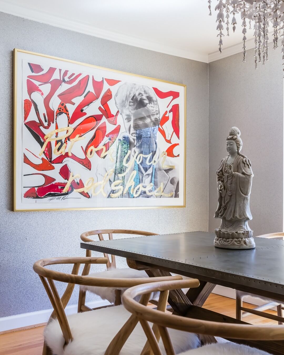 Collage Art Featuring Red Shoes Adds a Pop of Glamour