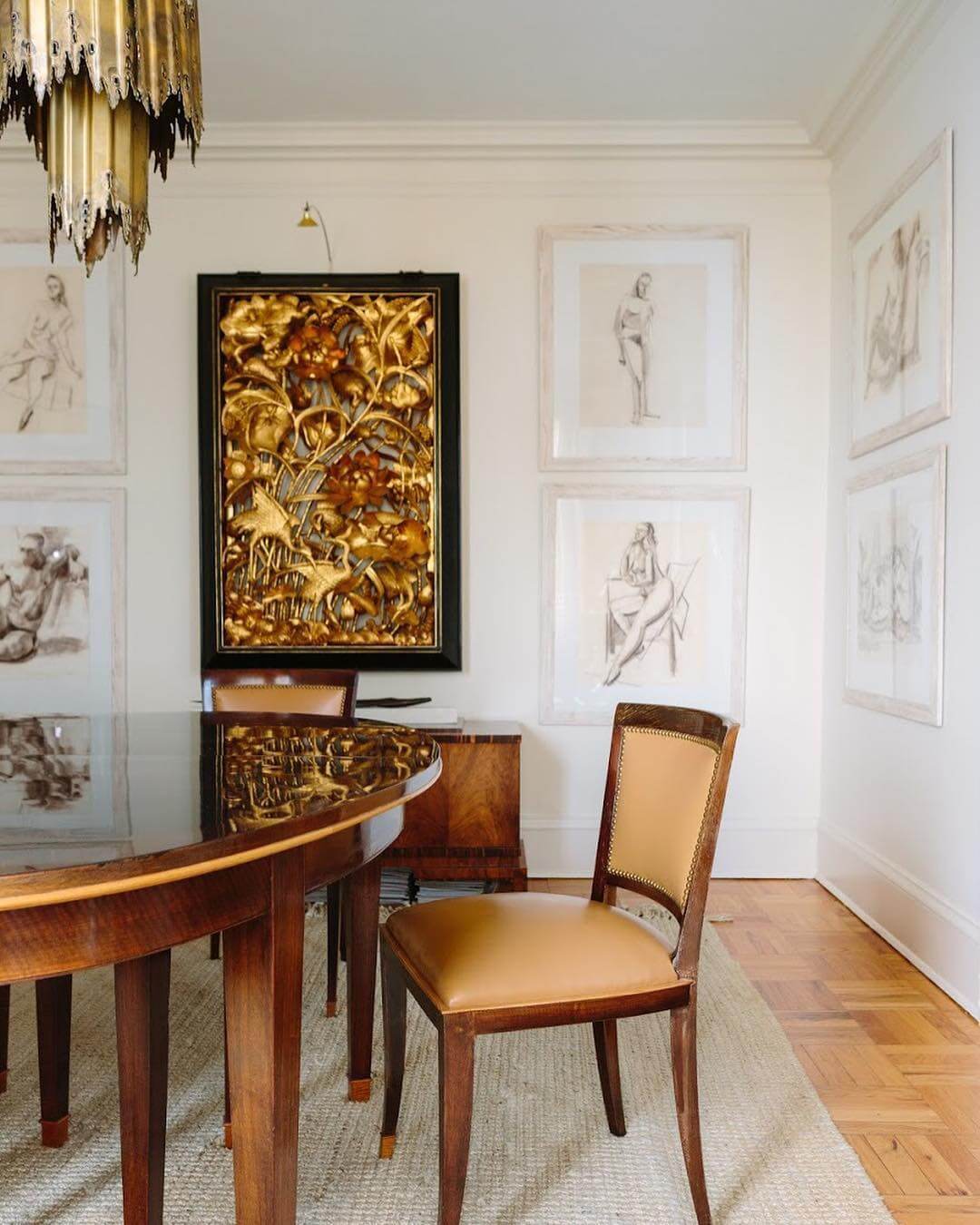 Ornate Gilded Wood Panel Adds Art Deco Drama