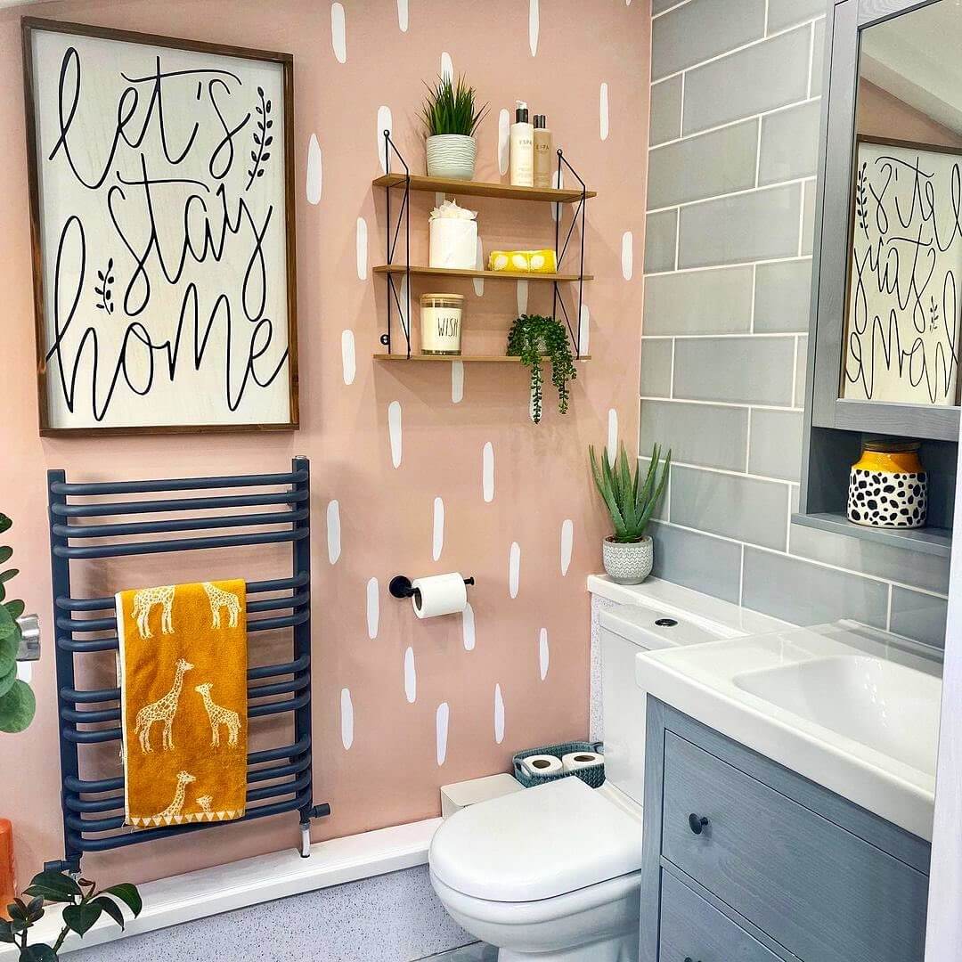 Pink Dash-Patterned Walls Add Playful Texture