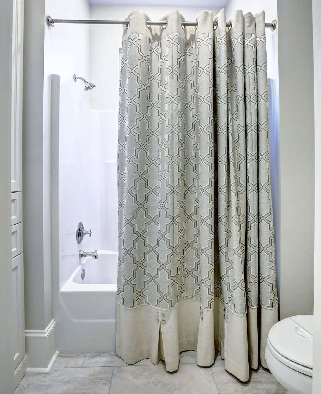 Textured Shower Curtain Adds a Layered Look