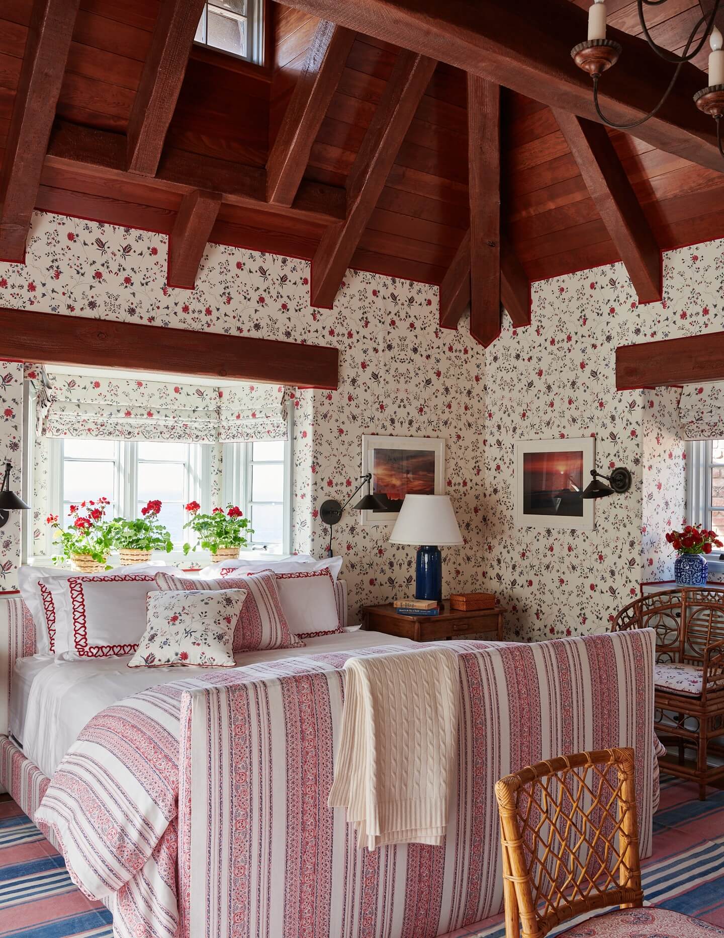 Contrast Dark Beams with White Ceilings