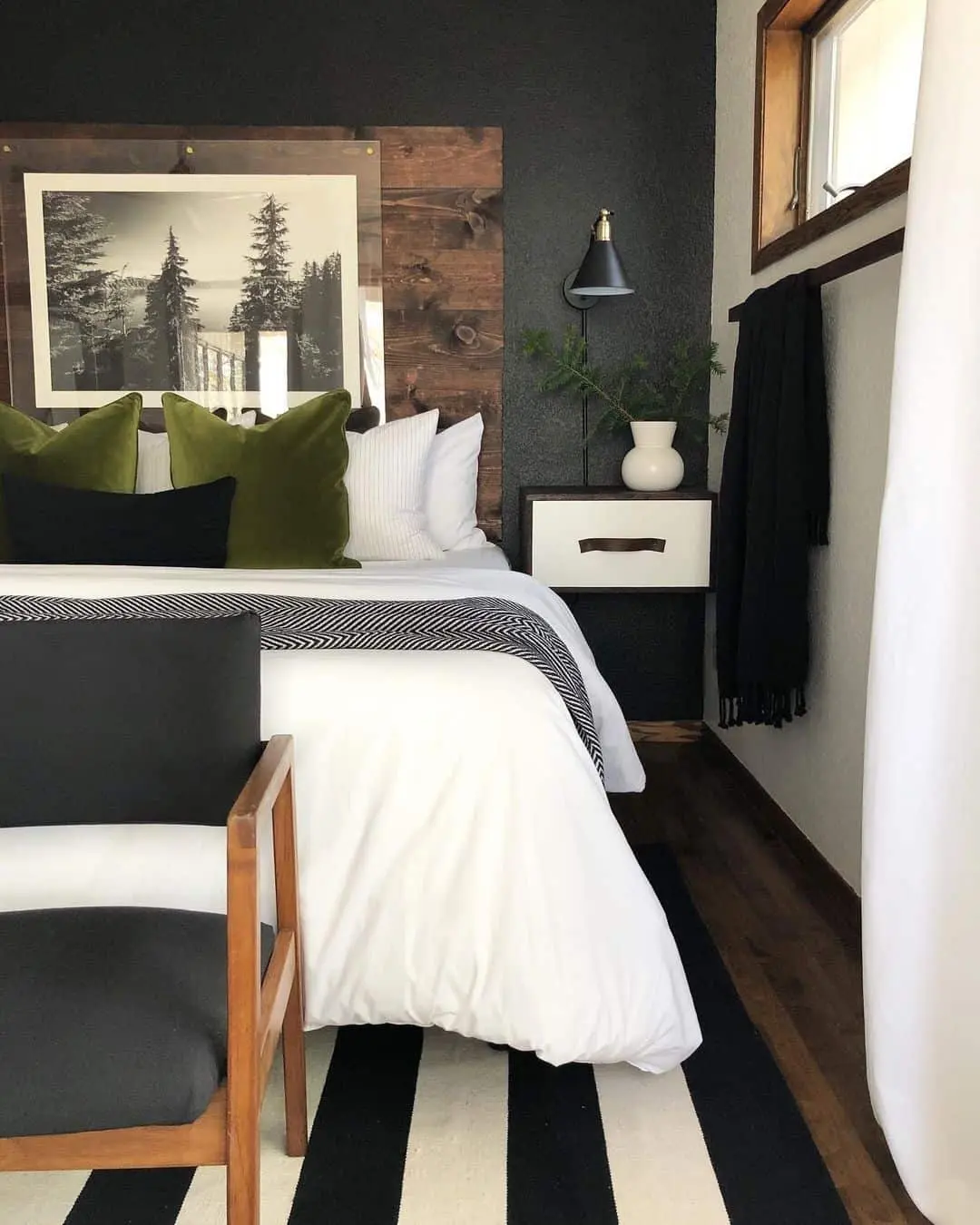 Framed Forest Landscape Art Adds Natural Depth Above the Bed