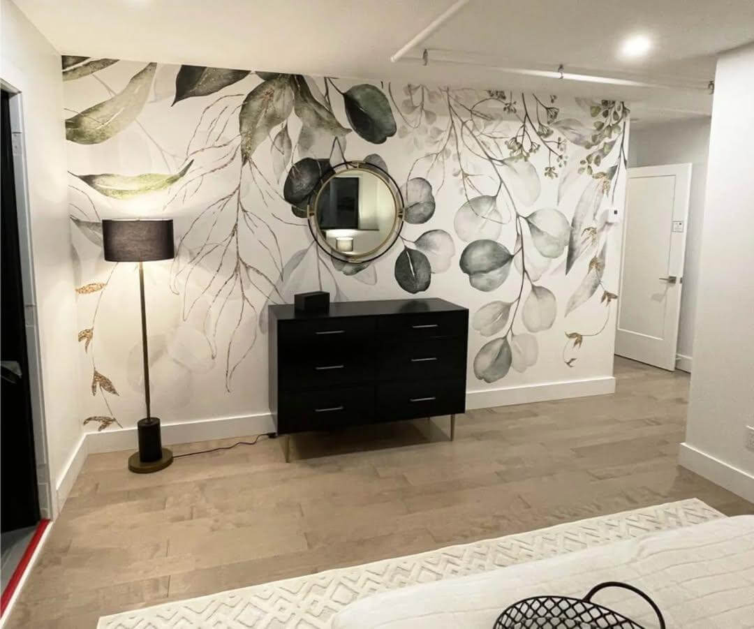 Botanical Mural Wall Creates a Serene Natural Backdrop