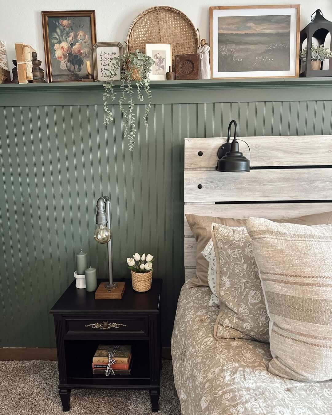 Vertical Beadboard Creates a Moody Green Backdrop