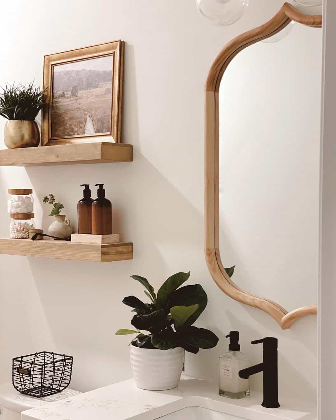 Framed Landscape Art Adds Natural Views Above Shelves