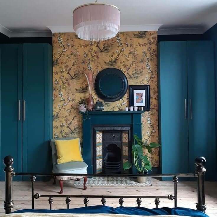 Teal Fireplace Surround Frames Ornate Cast Iron Insert