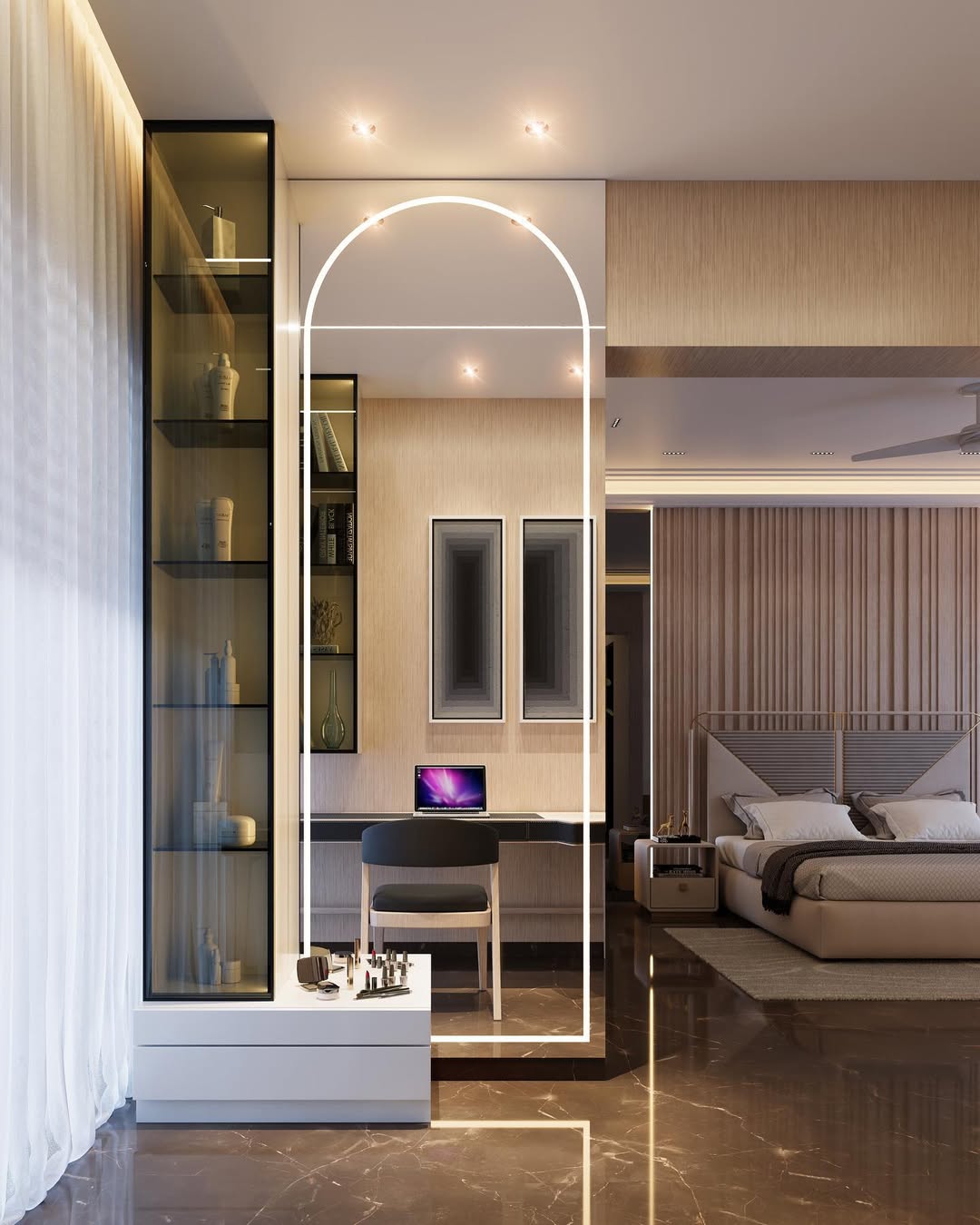 Define a Dressing Area with an Arched Mirror