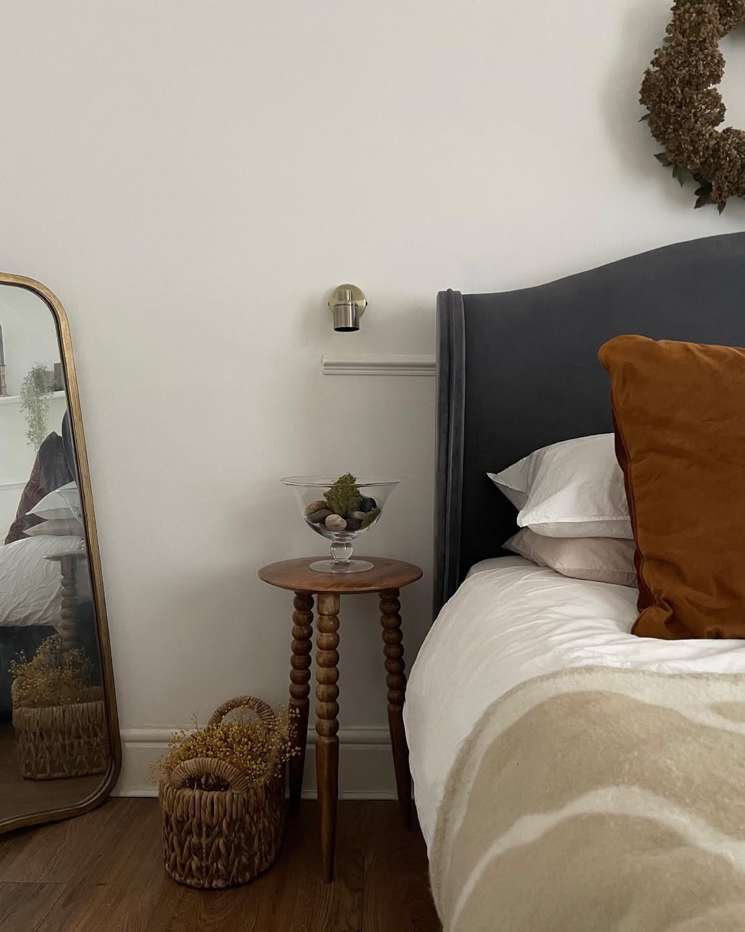 Glass Pedestal Bowl With Natural Elements for a Side Table