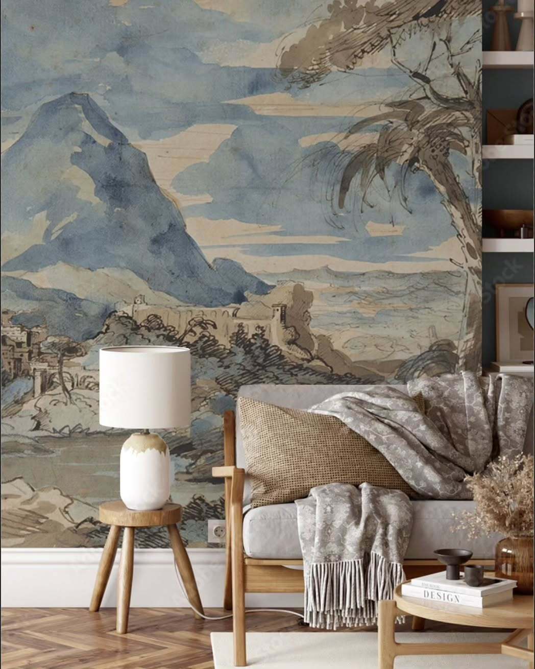 Scenic Mural Wallpaper for a Dramatic Bedroom Accent Wall