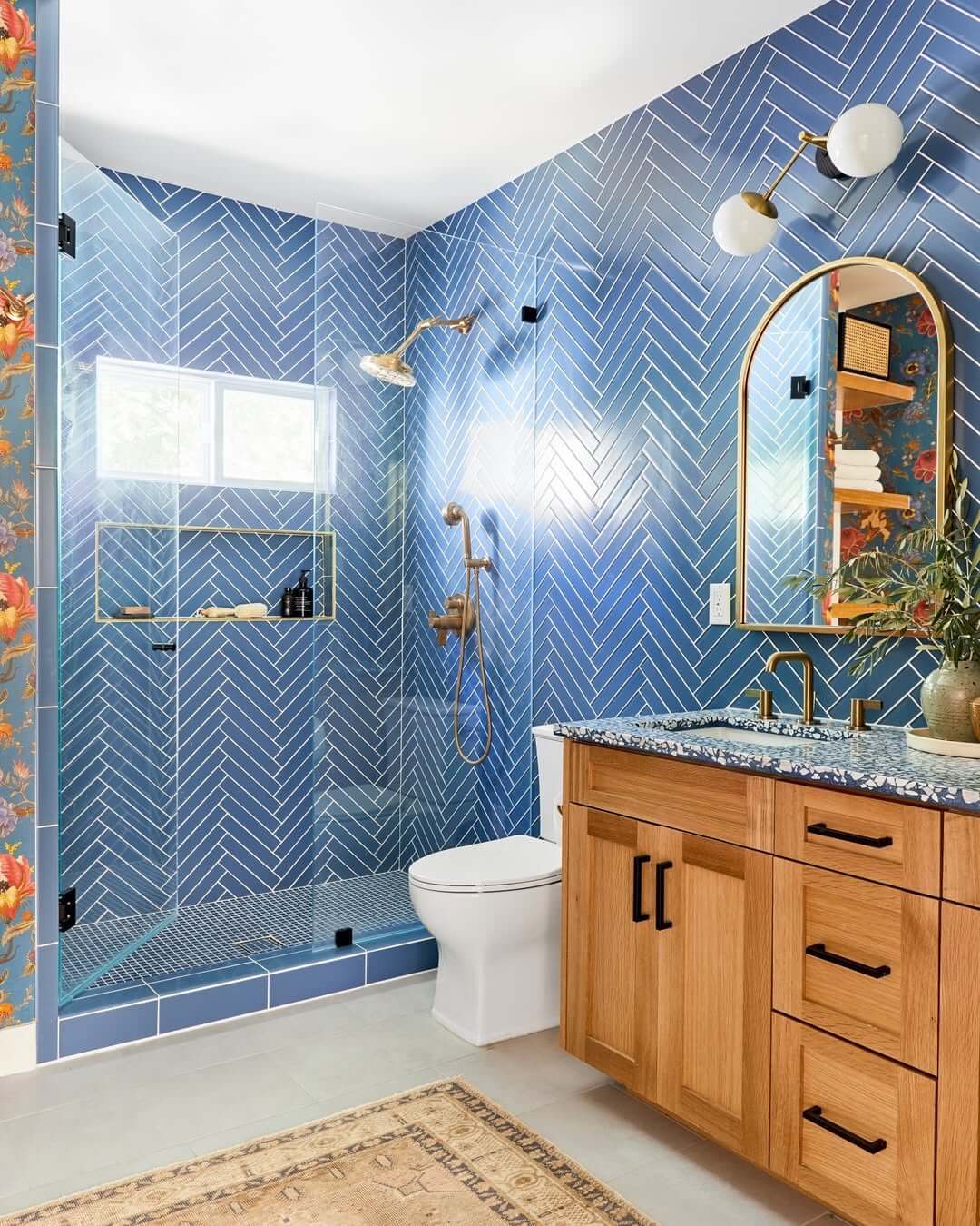 Connect Spaces with an Arched Gold Mirror