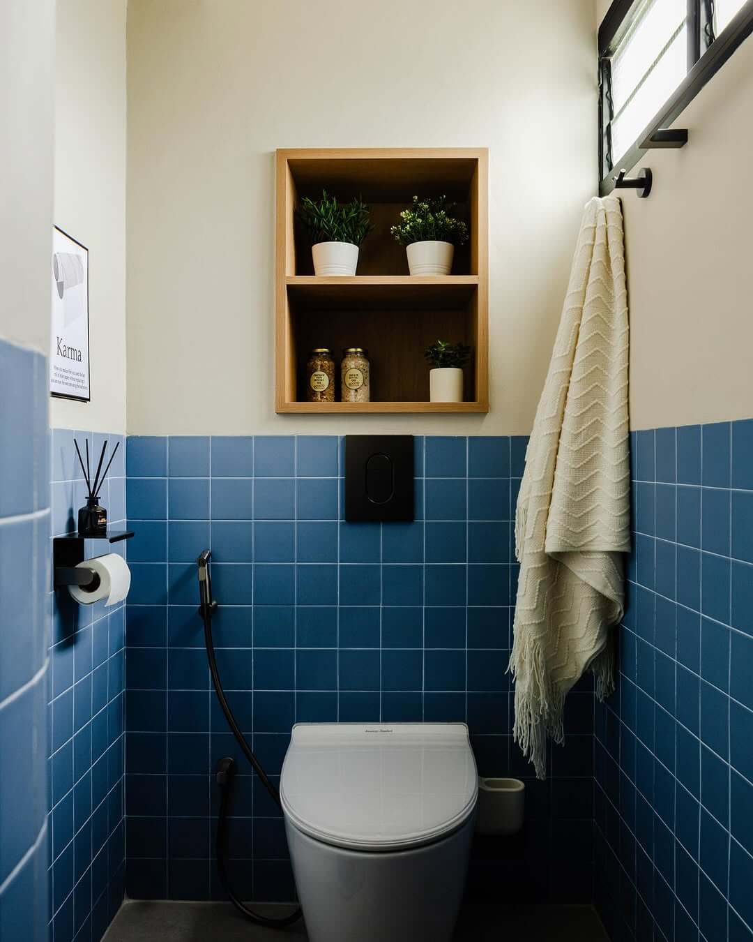Warm Up Blue Walls with a Wooden Shelf