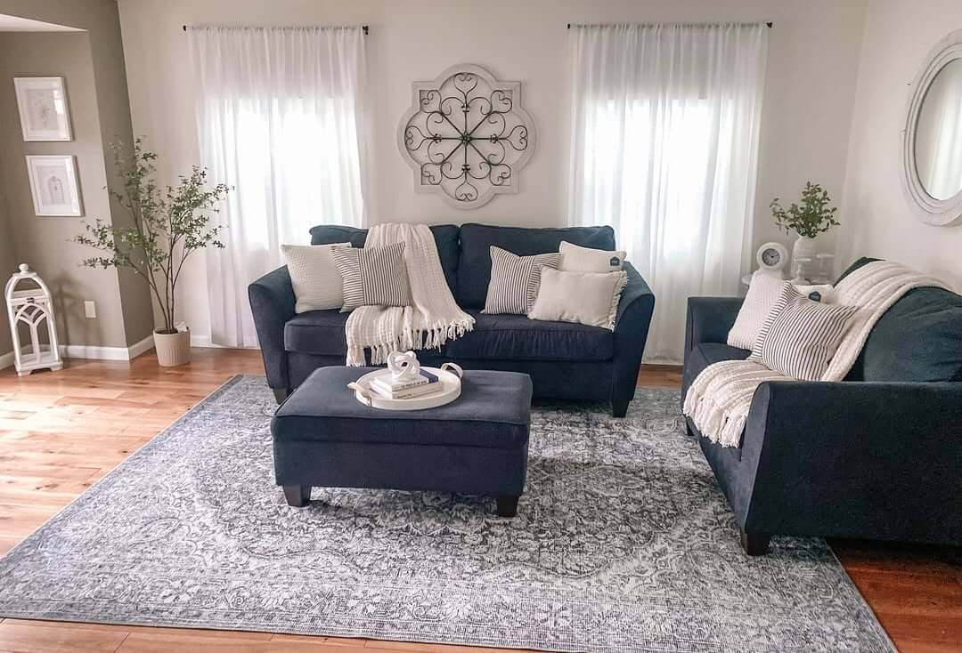 Anchor Your Airy Space with Navy Blue Sofas