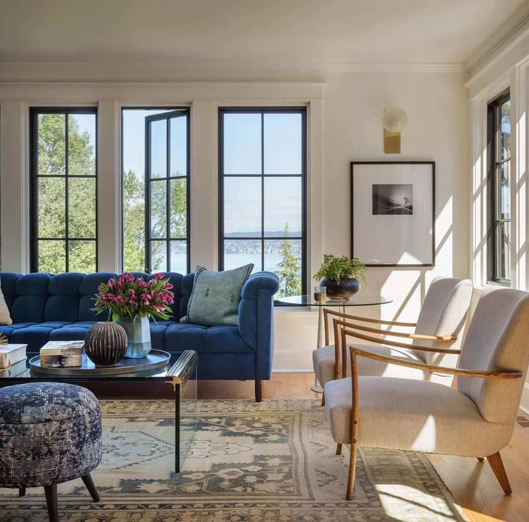 Anchor the Room with a Tufted Blue Sofa