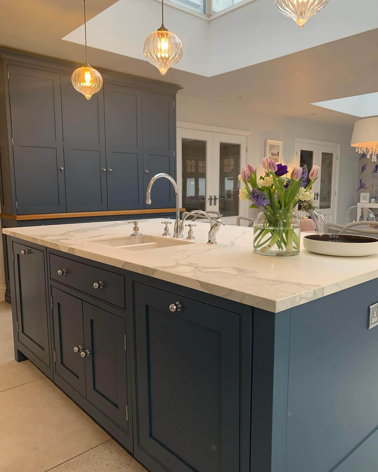 Anchor Your Space with a Deep Blue Island
