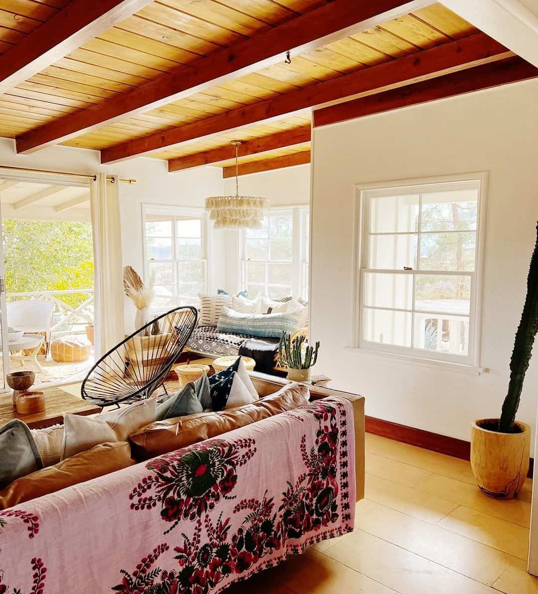 Exposed Wooden Beams Add Rustic Warmth to Bright Spaces