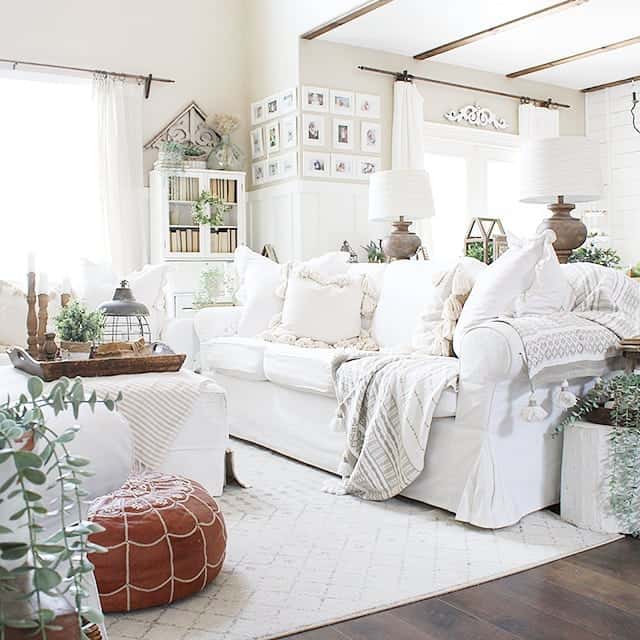 White Slipcovered Sofa Adds Casual Comfort