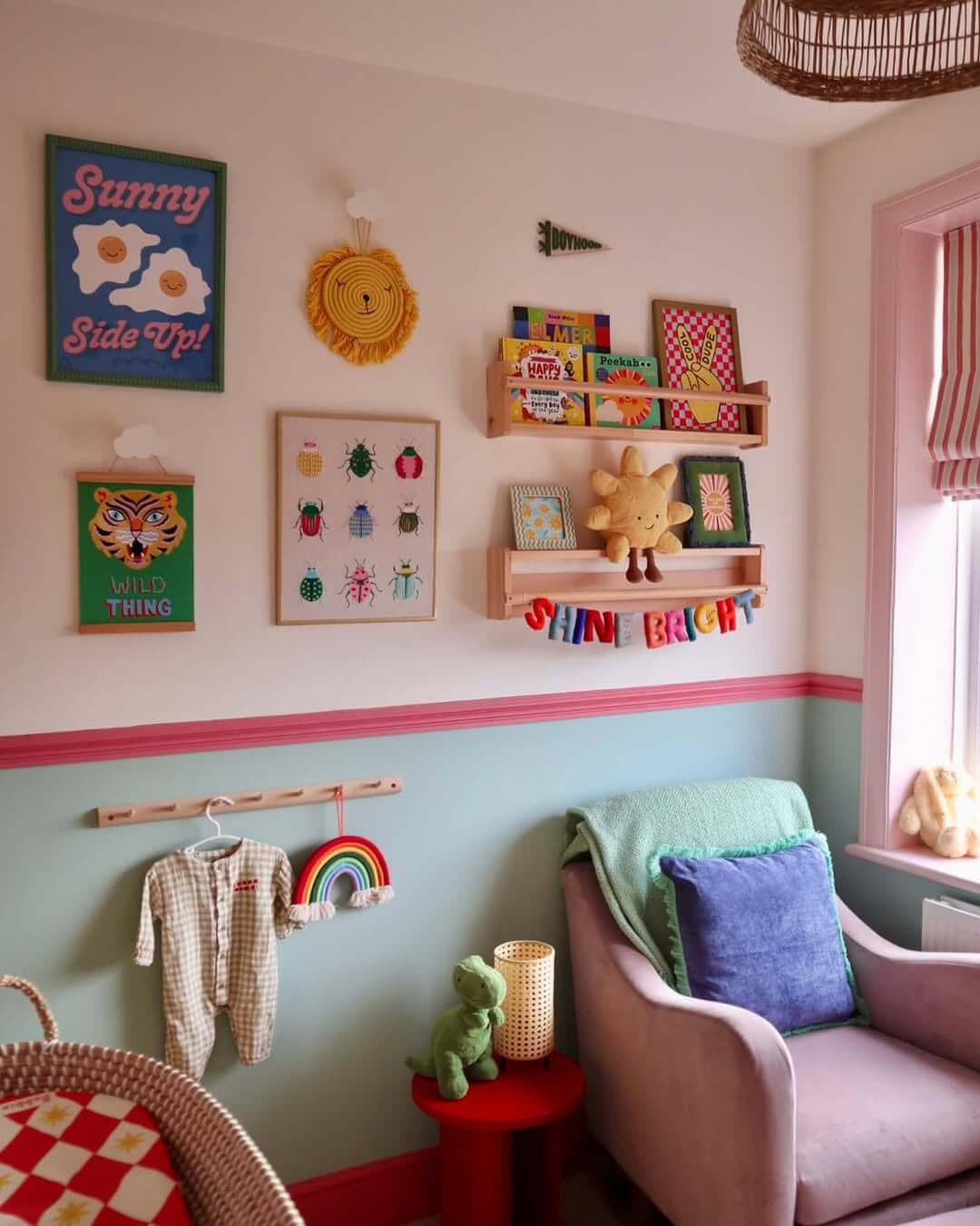 Wooden Shelves Displaying Colorful Books and Toys