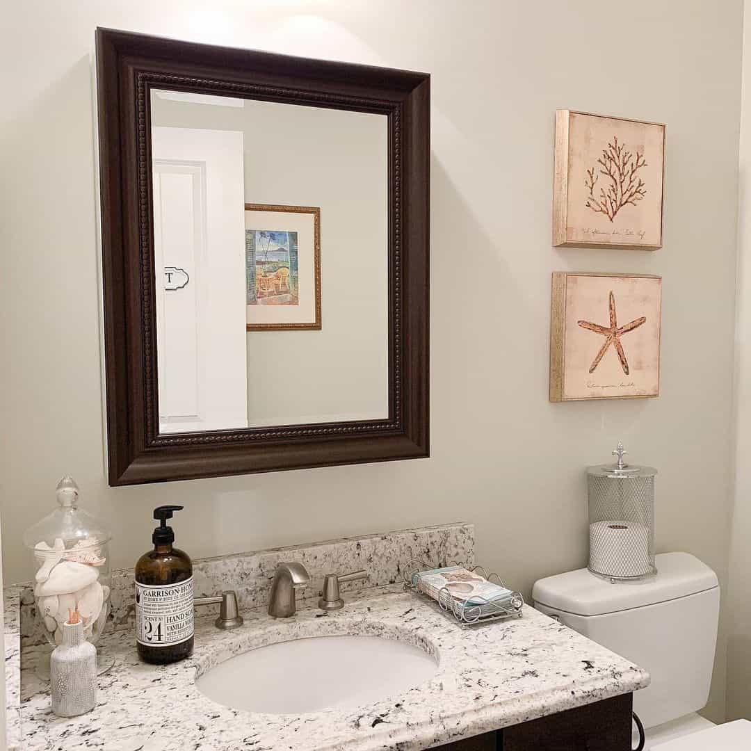 Nautical Art Prints Add Coastal Charm Above the Vanity