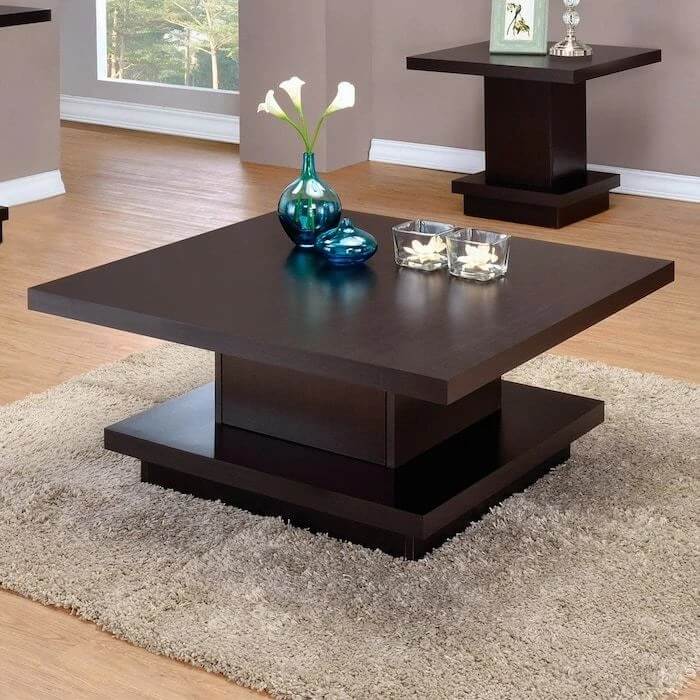Recessed Lower Shelf Adds Depth to Dark Wood Table