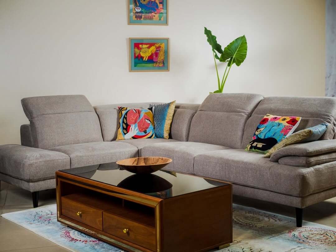 Dark Wood Table with Brass Hardware Adds Warmth