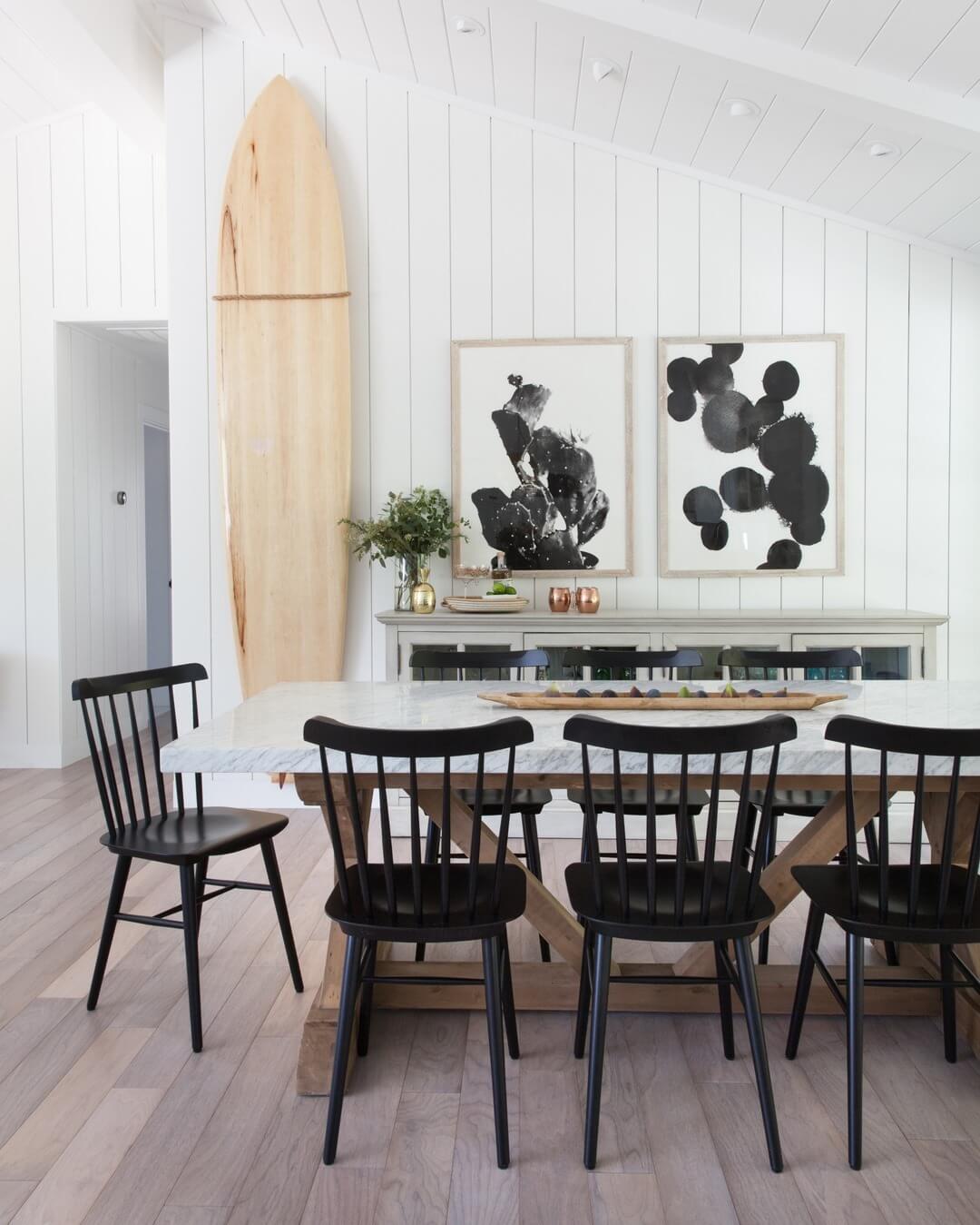 Wooden Surfboard as a Tall, Vertical Wall Accent