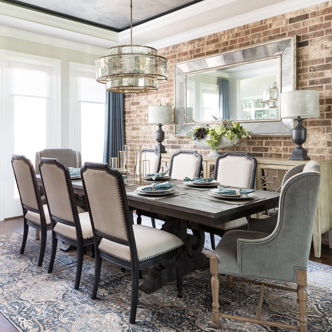 Anchor an Accent Wall with an Oversized Antiqued Mirror