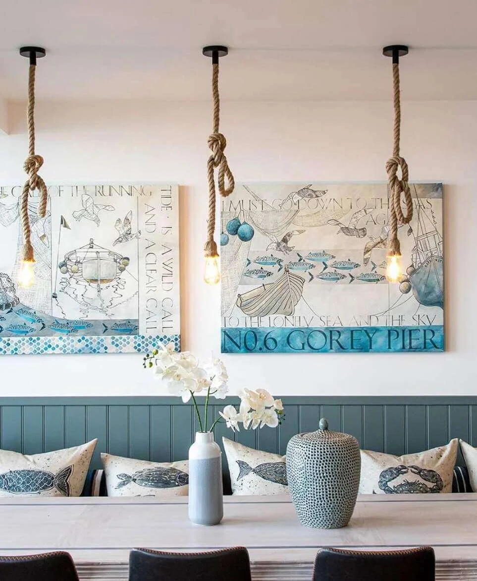 Rope-Wrapped Pendant Lights Add Nautical Charm
