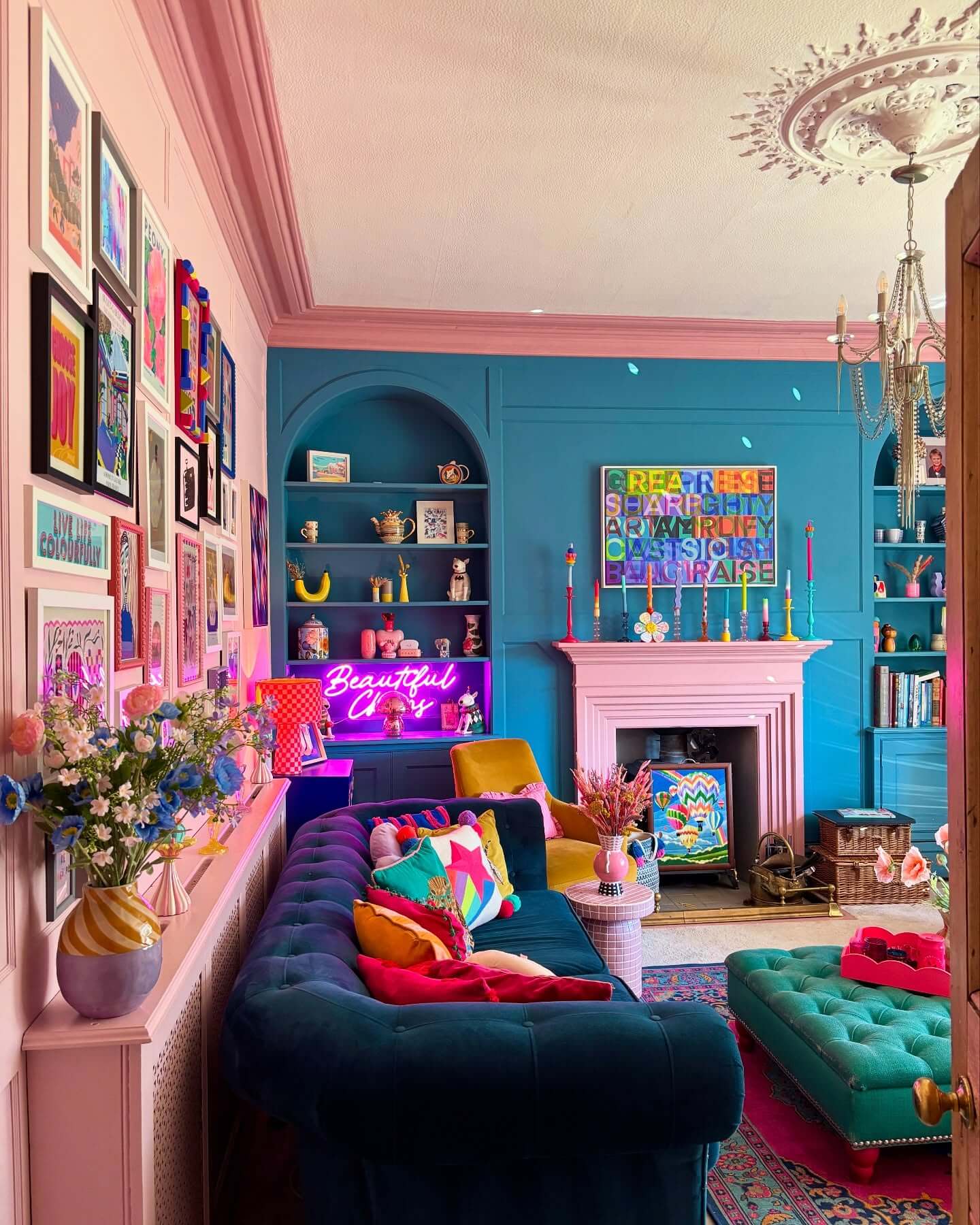 Neon Sign Adds a Playful Glow to a Gallery Wall